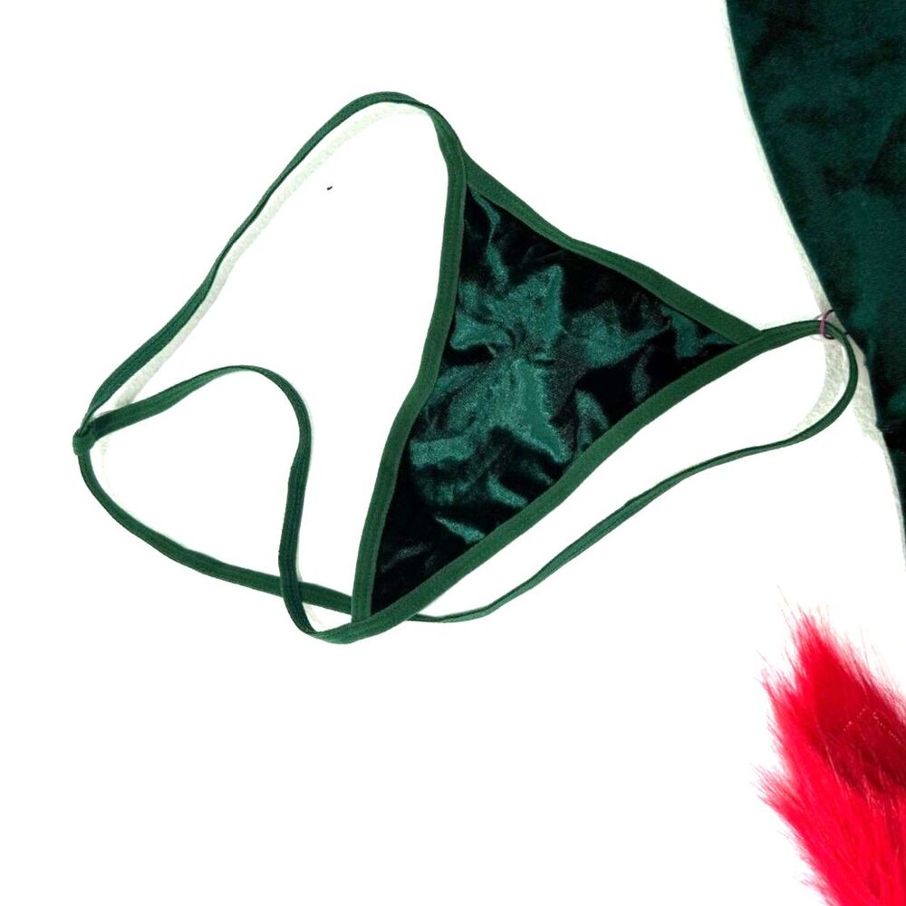 Avidlove NWT Christmas green velvet romper + thong - Picture 4 of 8
